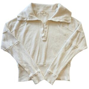 We The Free People Cream Not So Ordinary Slouchy Pullover Top Sweater Medium